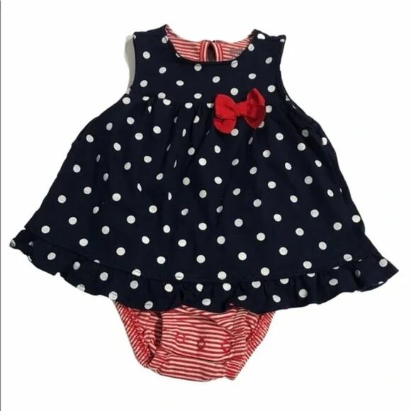 CHILD OF MINE by CARTER Red, White & Blue Onesie USA dress bow - Picture 1 of 4